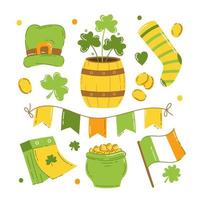 conjunto de elementos vectoriales de san patricio para el estilo plano de ilustración vectorial de vacaciones vector