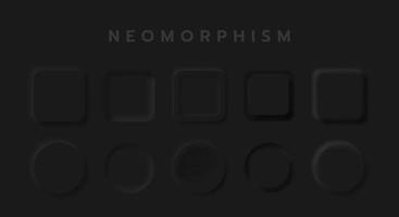 Black button Neumorphism design elements vector set, Button and Element for UI Web design or Application UI Design.