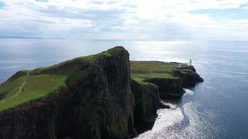 Ocean coast at Neist point lighthouse, Scotland video