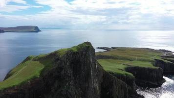 Ocean coast at Neist point lighthouse, Scotland video