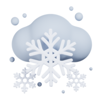 Snowflake with cloud isolated. 3D render of Winter icon png