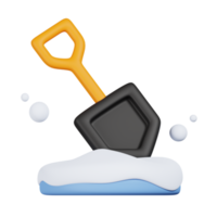 Snow shovel, digging shovel isolated. 3D render of Winter icon png