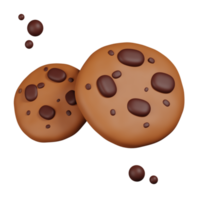 Chocolate chip cookie isolated. 3D render of Winter icon png