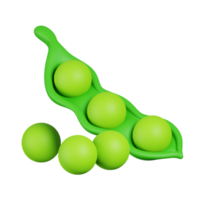 Peas isolated. 3D render of Nuts, seeds and grains icon png