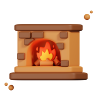 chimenea aislada. Render 3D del icono de invierno png