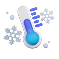 termômetro de tempo frio isolado. renderização 3D do ícone de inverno png