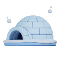 casa de hielo iglú aislada. Render 3D del icono de invierno png