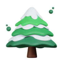 Green pine in snow isolated. 3D render of Winter icon png