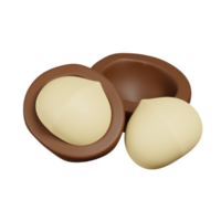 Macadamia nuts isolated. 3D render of Nuts, seeds and grains icon png