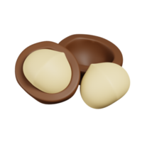 nueces de macadamia aisladas. Render 3D de icono de nueces, semillas y granos png