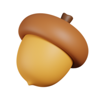 bellota aislada. Render 3D de icono de nueces, semillas y granos png