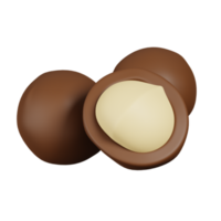 nueces de macadamia aisladas. Render 3D de icono de nueces, semillas y granos png