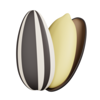 Sunflower seed isolated. 3D render of Nuts, seeds and grains icon png