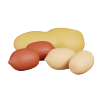 Erdnüsse isoliert. 3D-Darstellung von Nüssen, Samen und Körnern png