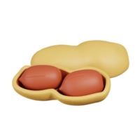 Erdnüsse isoliert. 3D-Darstellung von Nüssen, Samen und Körnern png