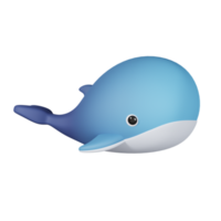 Blue whale isolated. 3D render of Sea and beach icon png
