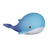 ballena azul aislada. Render 3D de icono de mar y playa png