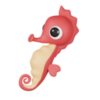 Sea horse isolated. 3D render of Sea and beach icon png