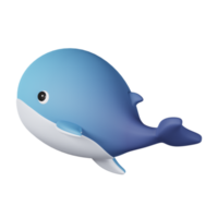 ballena azul aislada. Render 3D de icono de mar y playa png