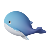 Blue whale isolated. 3D render of Sea and beach icon png