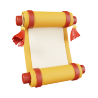 rollo de papel aislado. icono de elementos de año nuevo chino. ilustración 3d png