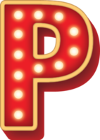 Alphabet Bulb Red Light P png