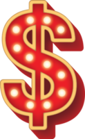 symbole alphabet ampoule rouge lumière usd dollar png