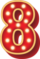 nombre alphabet ampoule lumière rouge 8 png