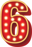 nombre alphabet ampoule lumière rouge 6 png