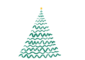 Hand drawn oil brush stroke Christmas tree with star isolated  on png or transparent  background. Graphic resources for New Year, Birthdays and luxury card.