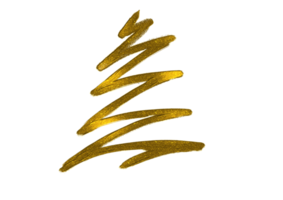 Hand drawn  golden glitter oil brush stroke Christmas tree with star isolated  on png or transparent  background. Graphic resources for New Year, Birthdays and luxury card.