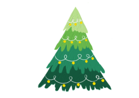 Hand drawn oil brush stroke Christmas tree with star isolated  on png or transparent  background. Graphic resources for New Year, Birthdays and luxury card.