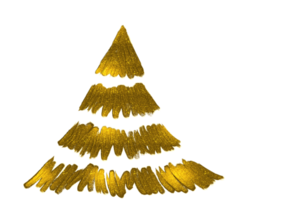 Hand drawn  golden glitter oil brush stroke Christmas tree with star isolated  on png or transparent  background. Graphic resources for New Year, Birthdays and luxury card.