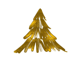 hand- getrokken gouden schitteren olie borstel beroerte Kerstmis boom met ster geïsoleerd Aan PNG of transparant achtergrond. grafisch middelen voor nieuw jaar, verjaardagen en luxe kaart.