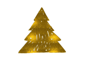 Hand drawn  golden glitter oil brush stroke Christmas tree with star isolated  on png or transparent  background. Graphic resources for New Year, Birthdays and luxury card.