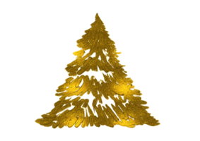 Hand drawn  golden glitter oil brush stroke Christmas tree with star isolated  on png or transparent  background. Graphic resources for New Year, Birthdays and luxury card.