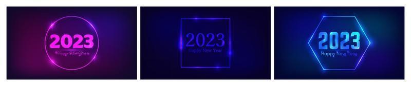 2023 Happy New Year neon background vector