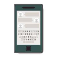 Mobile phone with chat and keyboard. Vector illustration