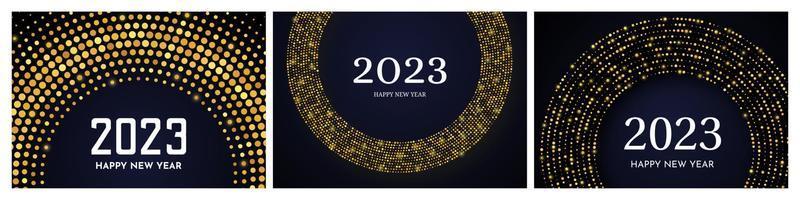 2023 feliz año nuevo de patrón de brillo dorado vector