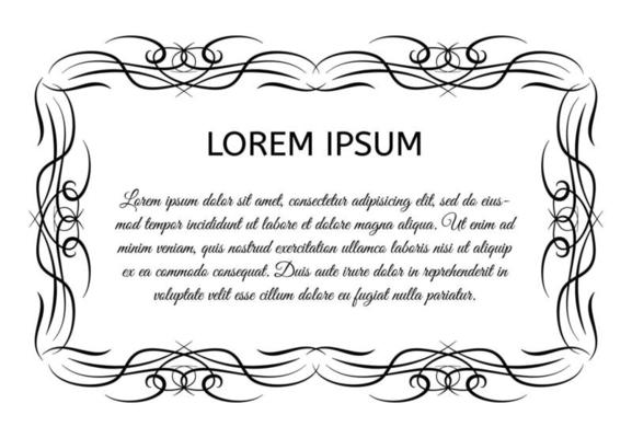 Decorative vintage horizontal frame with the place for your text in center. Vintage ornament greeting card template. Vector illustration.