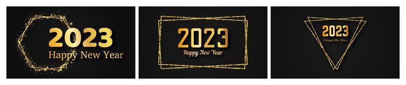 2023 Happy New Year gold background vector