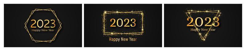 2023 Happy New Year gold background vector