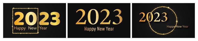 2023 Happy New Year gold background vector