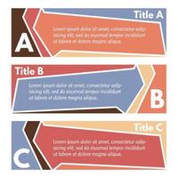 Set of three horizontal colorful options banners. Step by step infographic design template. Vector illustration