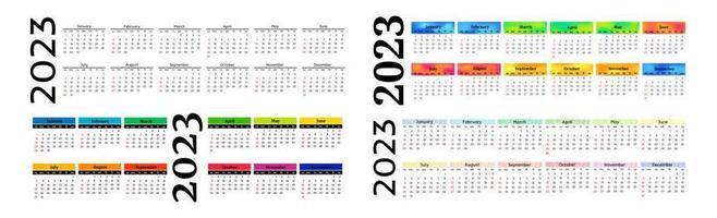 calendario para 2023 aislado en un fondo blanco vector