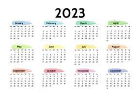 Calendar for 2023 isolated on a white background vector