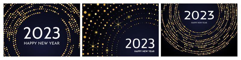 2023 feliz año nuevo de patrón de brillo dorado vector