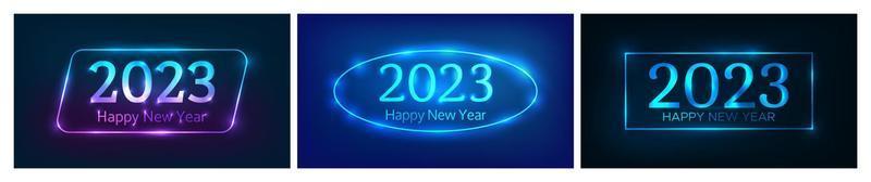 2023 Happy New Year neon background vector