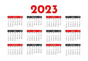 calendario para 2023 aislado en un fondo blanco vector