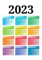 calendario para 2023 aislado en un fondo blanco vector